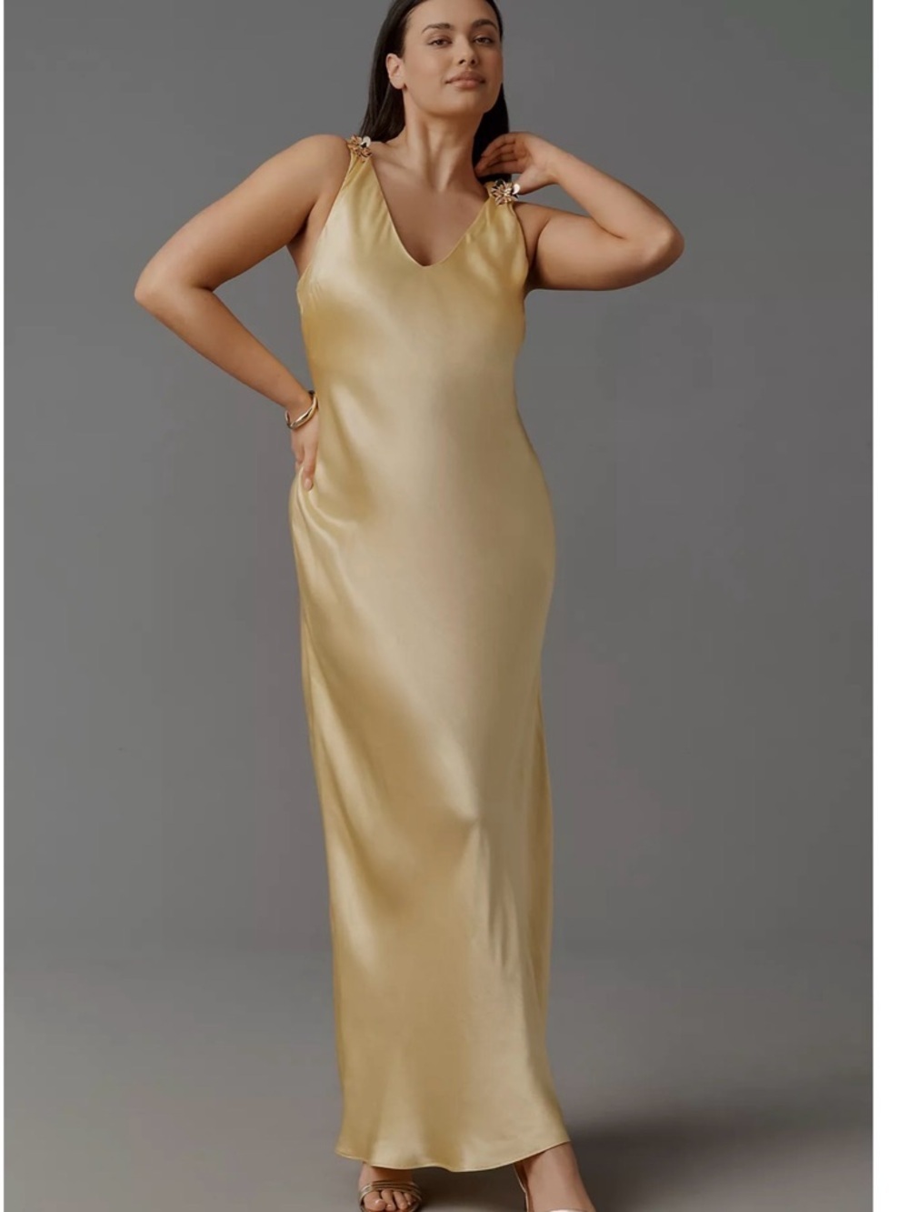 By Anthropologie Sleeveless V-Neck Midi Slip Dress - Picture 2 of 6